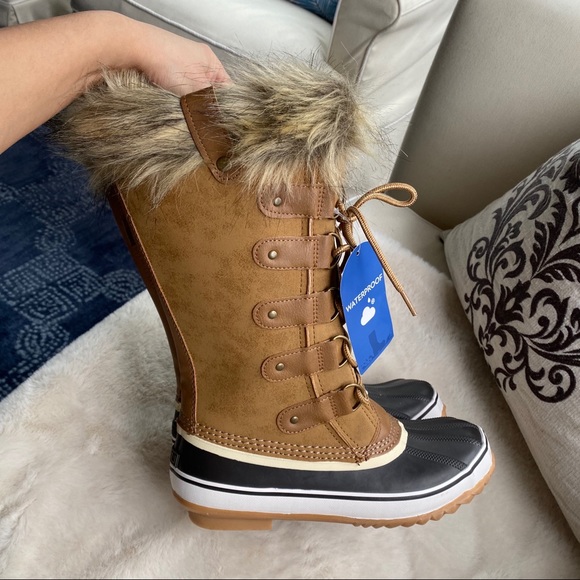 👢 JBU BY JAMBU TAN BLACK FAUX FUR LEATHER WATERPROOF TALL BOOTS! - Picture 9 of 16